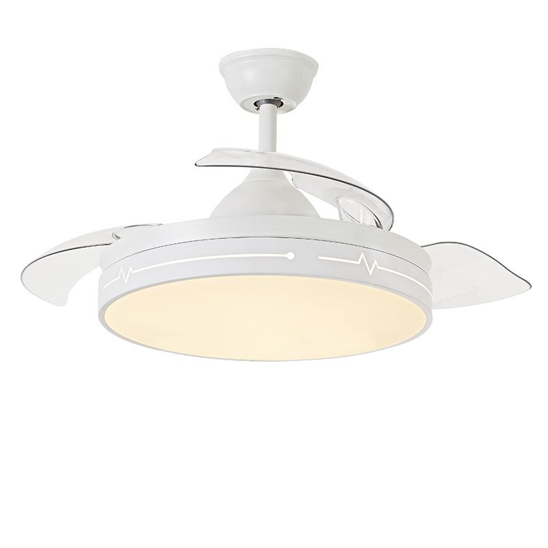 Fernbedienung Runde 3-Blatt-Anhänger-Lüfterlampe Nordic Metall Esszimmer LED SEMI BUSH MOUNT-Deckenleuchte