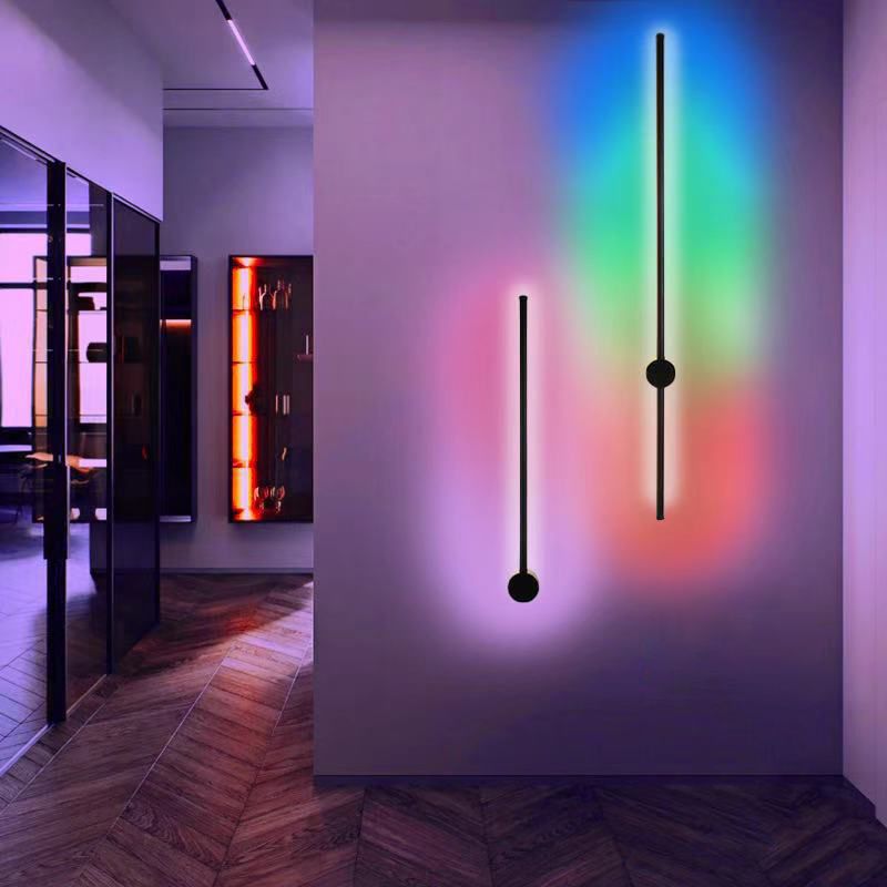 1 Light Linear Wall Mounted Lamps Modern Style Metal Wall Lighting Ideas in Black