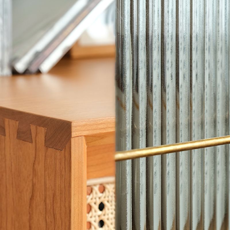 Closed Back Bookshelf Solid Wood Contemporary Bookcase with Doors