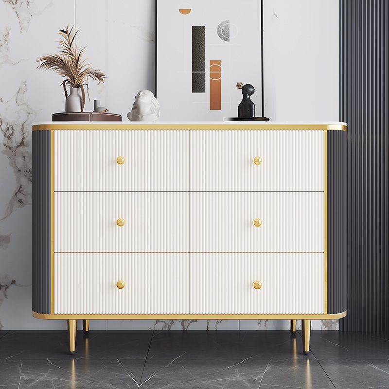 Stone Storage Chest Bedroom Glam Chest in White with Drawers