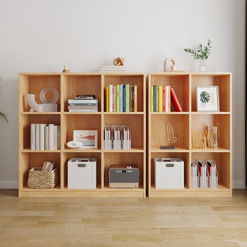 Scandinavian Style Bookshelf Closed Back Standard Wooden Bookcase for Study Room