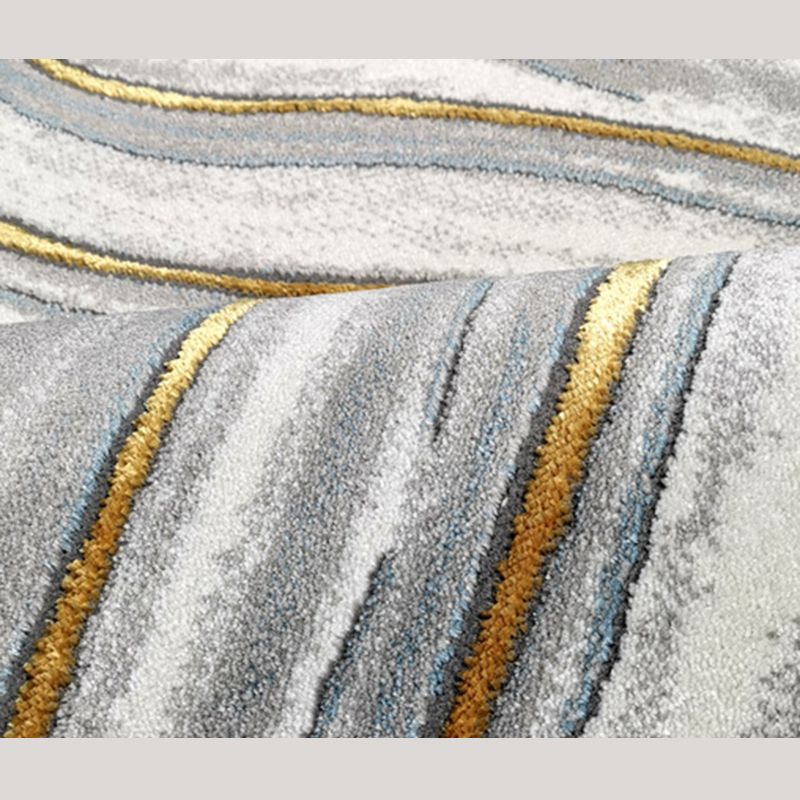 Grey Modern Rug Polyester Abstract Pattern Area Carpet Stain Resistant Area Rug for Home Decor