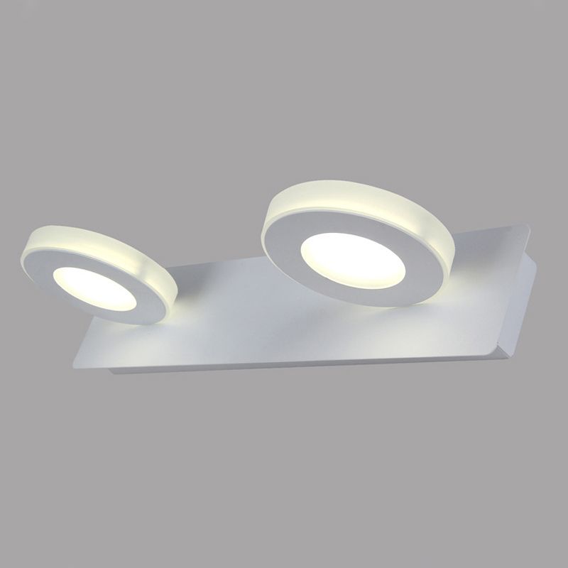 White Acrylic Vanity Light, Minimalist Indoor Circle Shade Linear Vanity Light