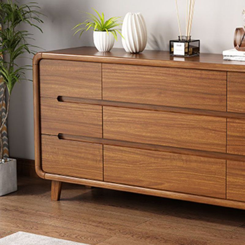 Contemporary Wooden Storage Chest Home Chest in Brown with Drawers