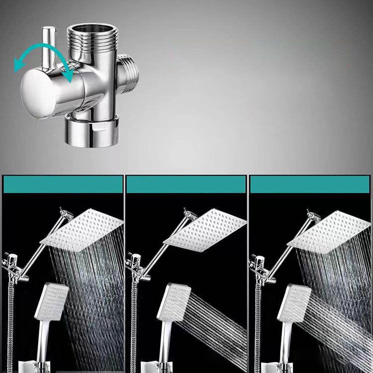 Contemporary Pull Down Dual Shower Head Square High Arch Shower Head Combo in Chrome