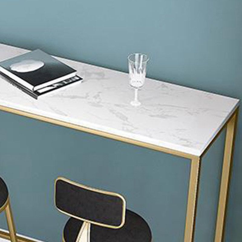 Glam Style Bar Table Faux Marble Top Bistro Table with Gold Base