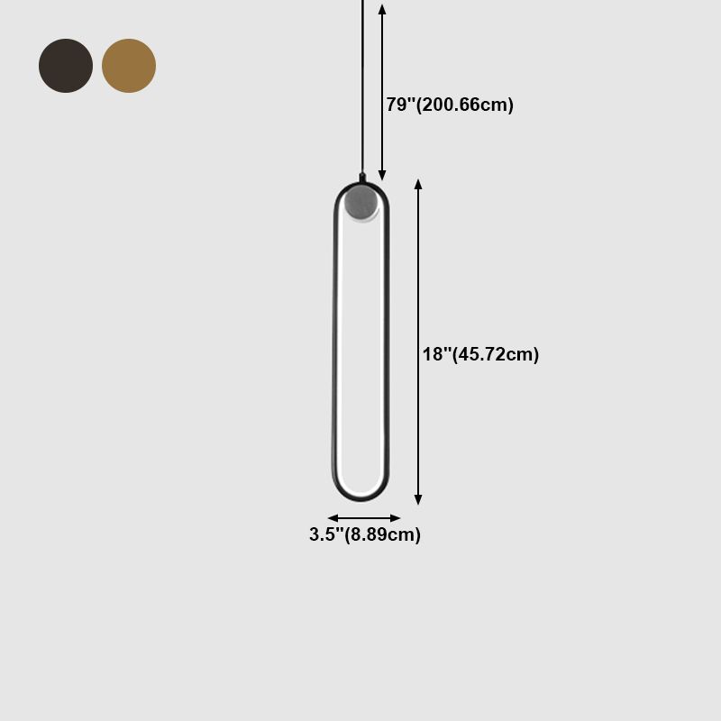 Linear Shape Metal Pendant Light Modern Style 1-Light Hanging Lamp