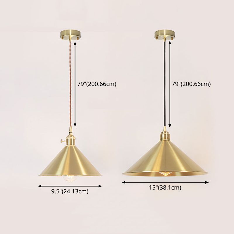 Pendre en forme de cône suspension de la lampe à manger en laiton moderne kit de lampe suspendue en or