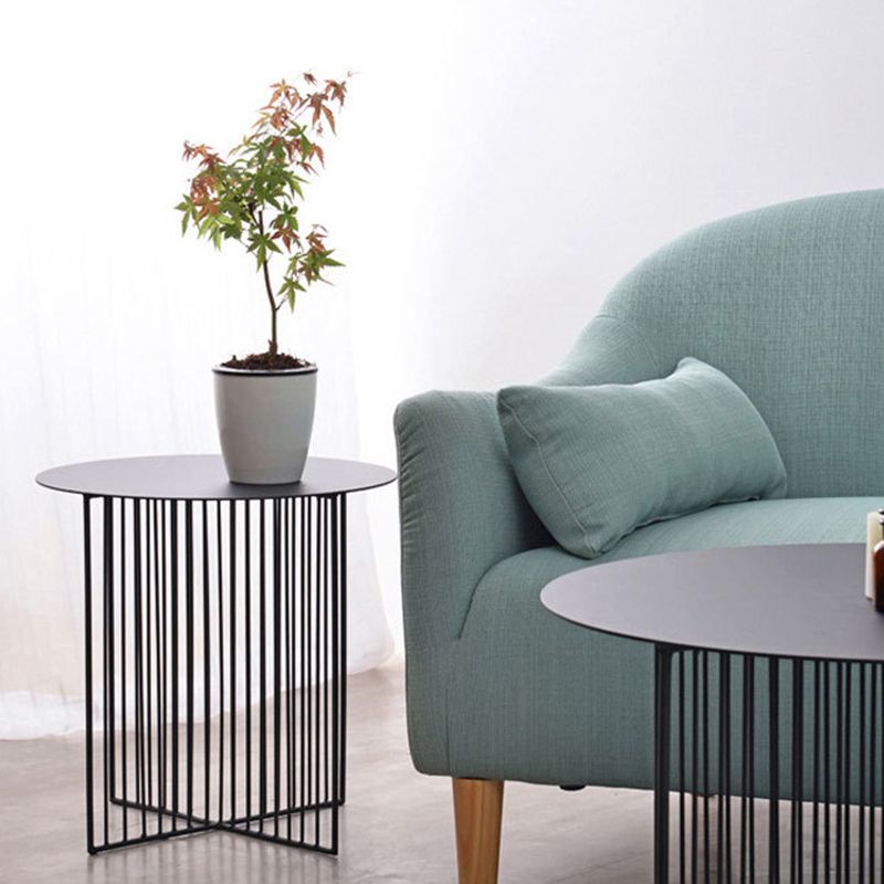Mid Century Round Iron Coffee Cocktail Table Cross Legs Simple Coffee Table