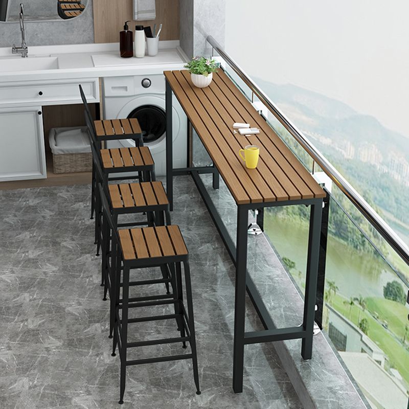 Industrial Metal Base Bar Table Pub Height Dining Table for Patio