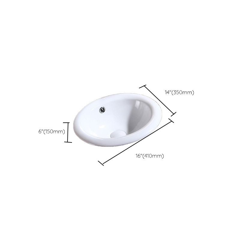 Modern Bathroom Sink Porcelain Oval-Shape Drop-in Bathroom Sink with Pop-Up Drain