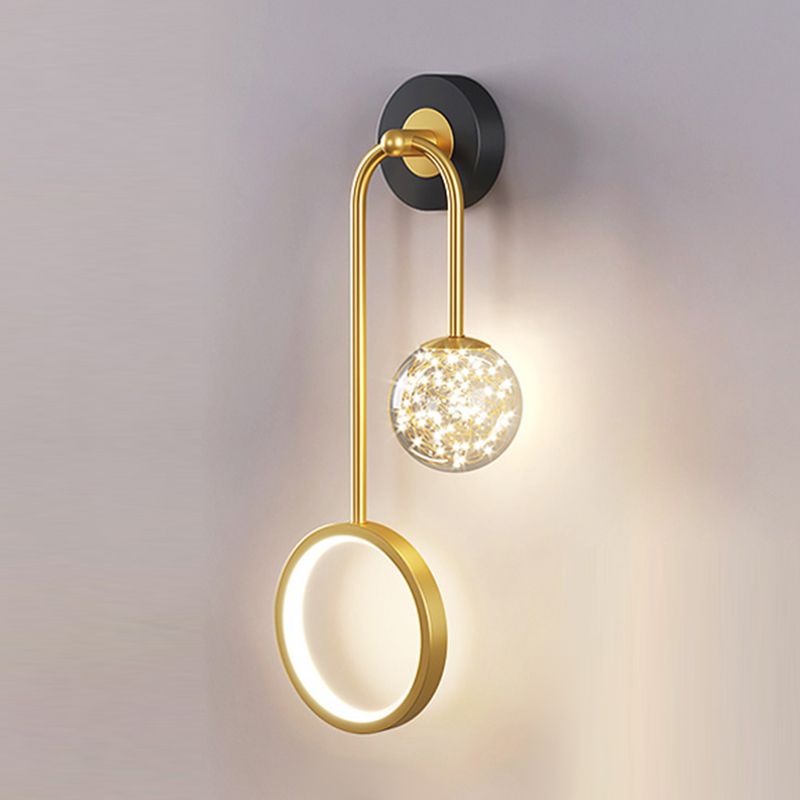 Metal Arc Shape Wall Light Nordic 2 Lights LED Wall Sconce for Living Room