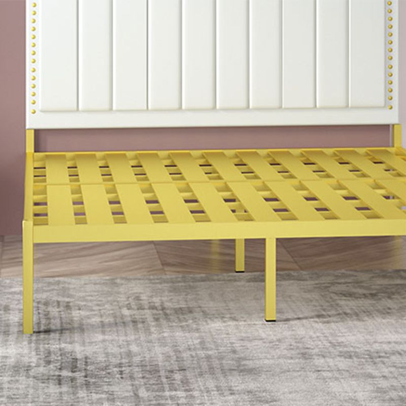 Stepped Bed Panel Leather Headboard Wire-Grid Frame,45.27" H