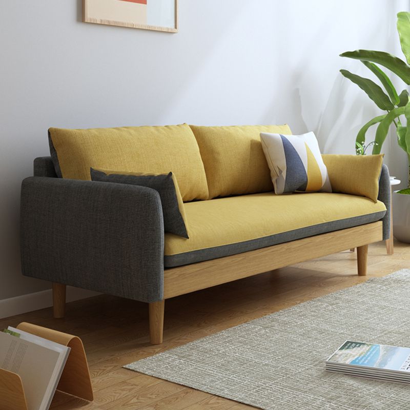 Contemporary 29.9" H Cotton Blend Square Arm Sofa for Apartment