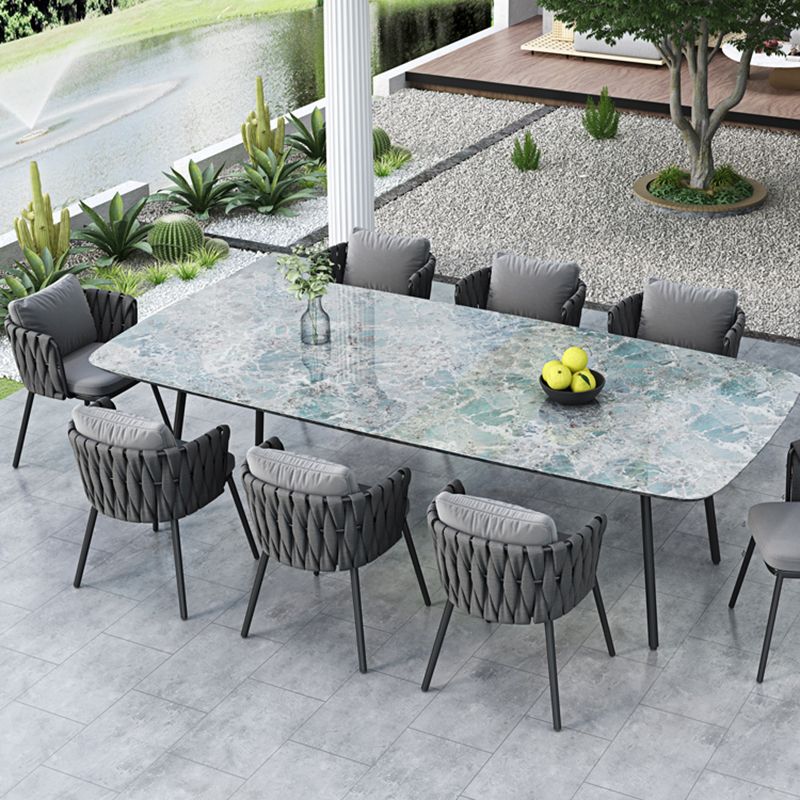 Tropical Grey Patio Dining Chair with Aluminum Base Dining Chairs