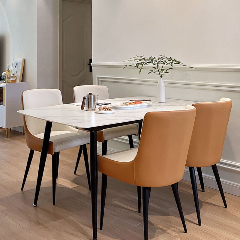 4 Legs Dining Table White Sintered Stone Dining Table for Kitchen