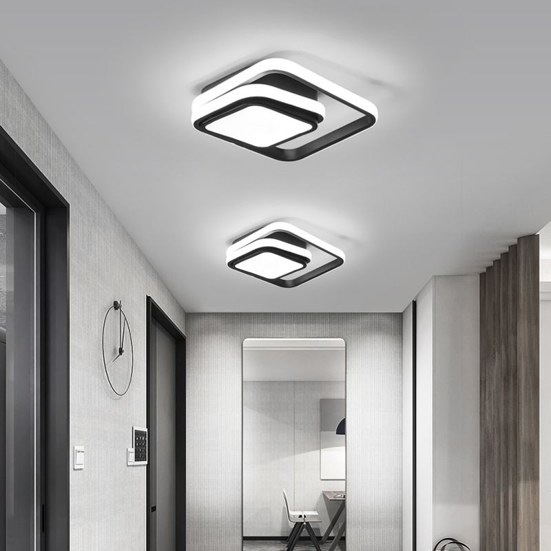 Plafonnier Led carré en aluminium, finition noire moderne, luminaire de plafond pour Foyer