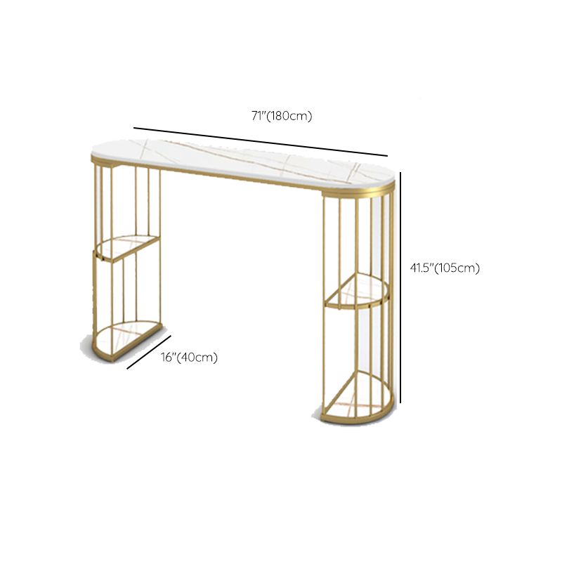 Glam Oval Bar Table Set 1/3 Pieces Stone Counter Table with Upholstered Stools