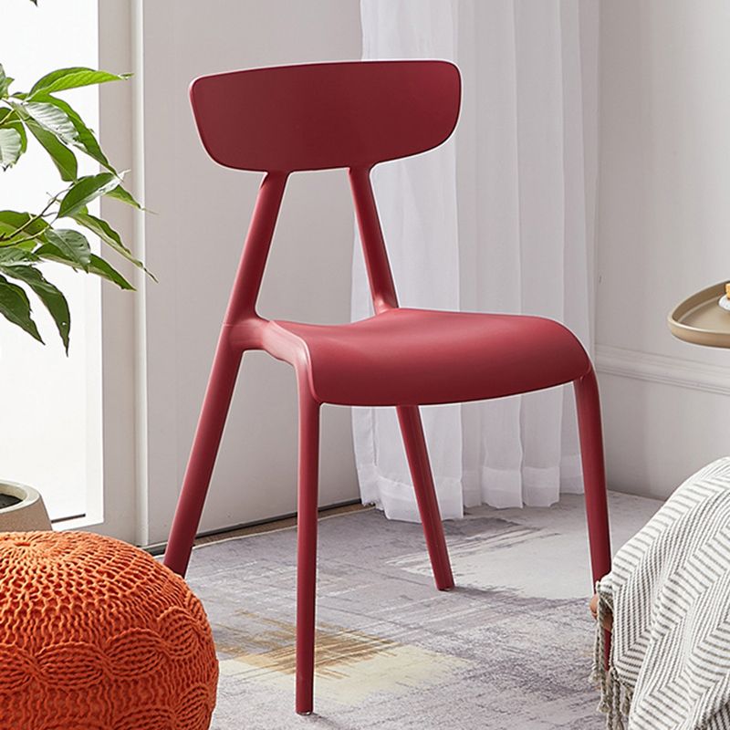 Metal Solid Color Armless Chair Four-Leg Stackable Accent Chair