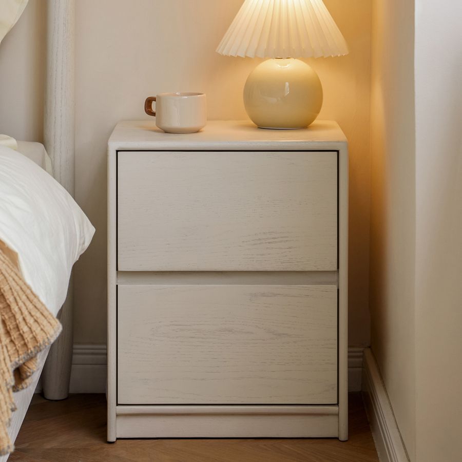 White Nursery Nightstand Wooden Nursery Nightstand with 2 Drawers