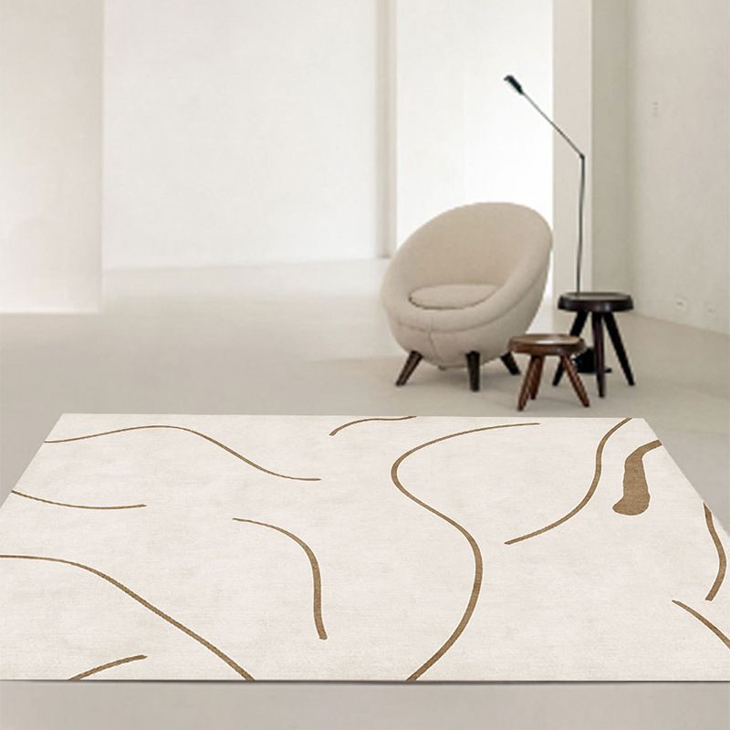 Casual Apricot Carpet Polyester Color Piece Carpet Washable Carpet for Living Room