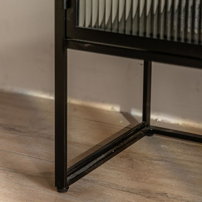 Modern Curio Cabinet Glass Doors Metal Buffet Cabinet for Dining Room