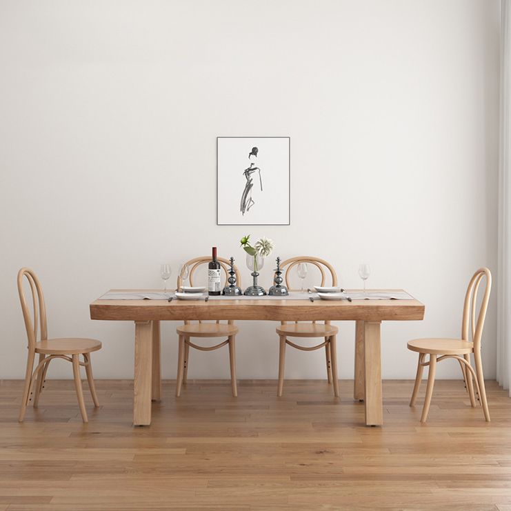 Modern Style Rectangle Dining Table Wood Table with Wood Legs for Home