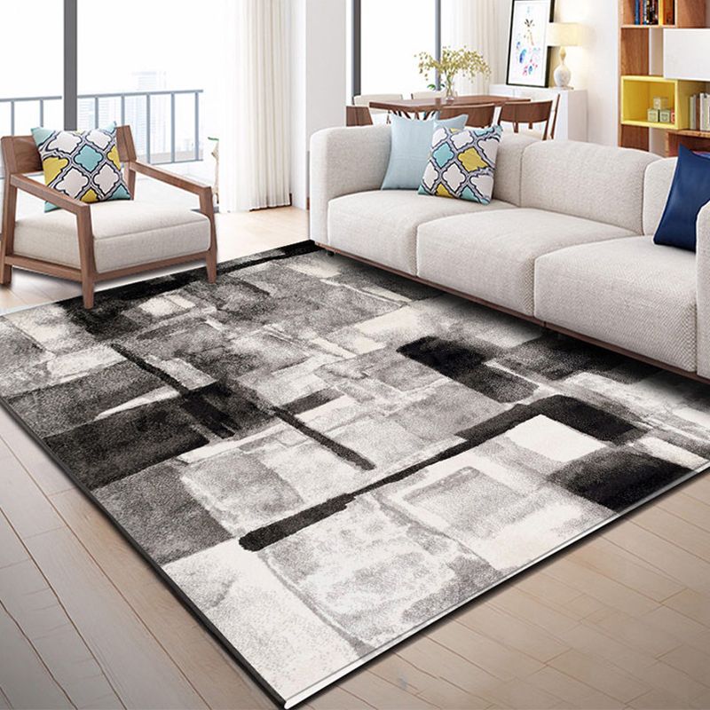 Dark Navy Modern Carpet Polyester Color Piece Area Carpet Washable Carpet for Living Room