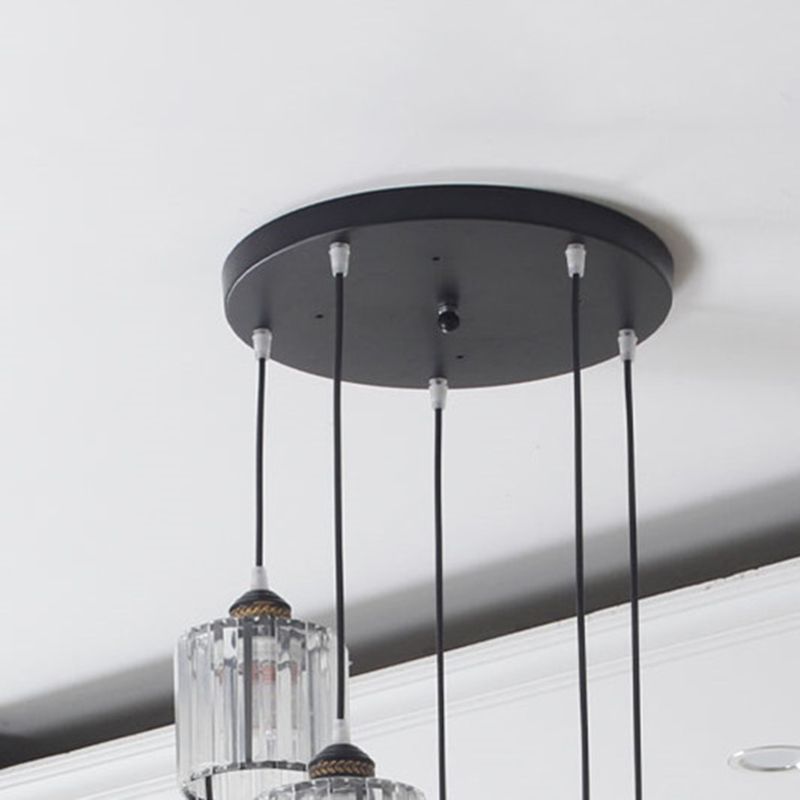 Cylinder Shape Hanging Lights Modern Style Crystal Hanging Light Fixtures