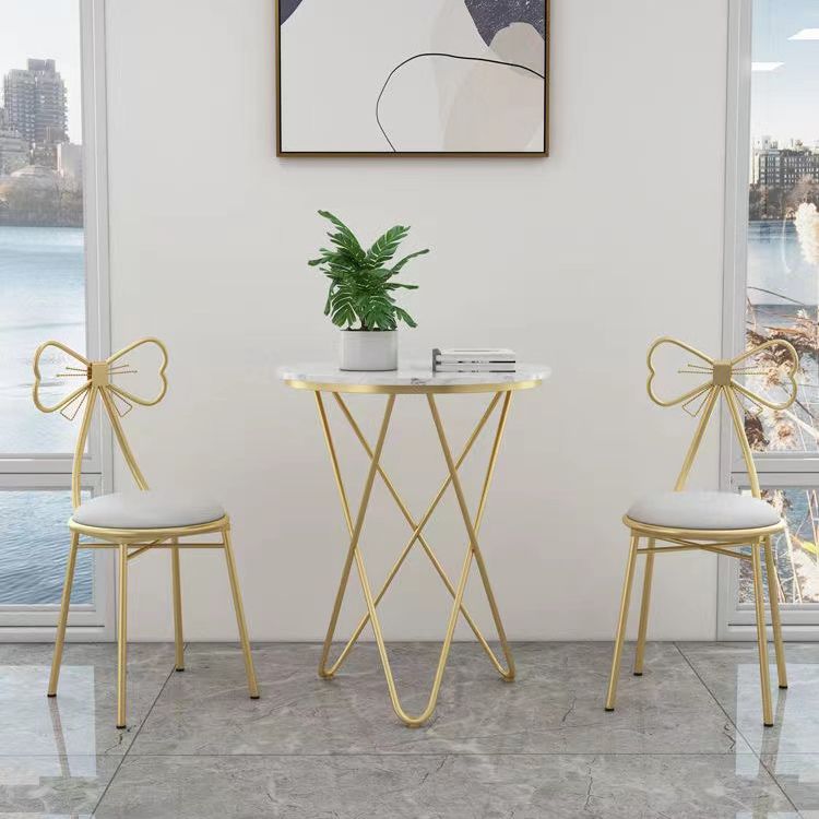 Glam Metal Dining Room Chairs Open Back Dining Side Chair for Restaurant Use