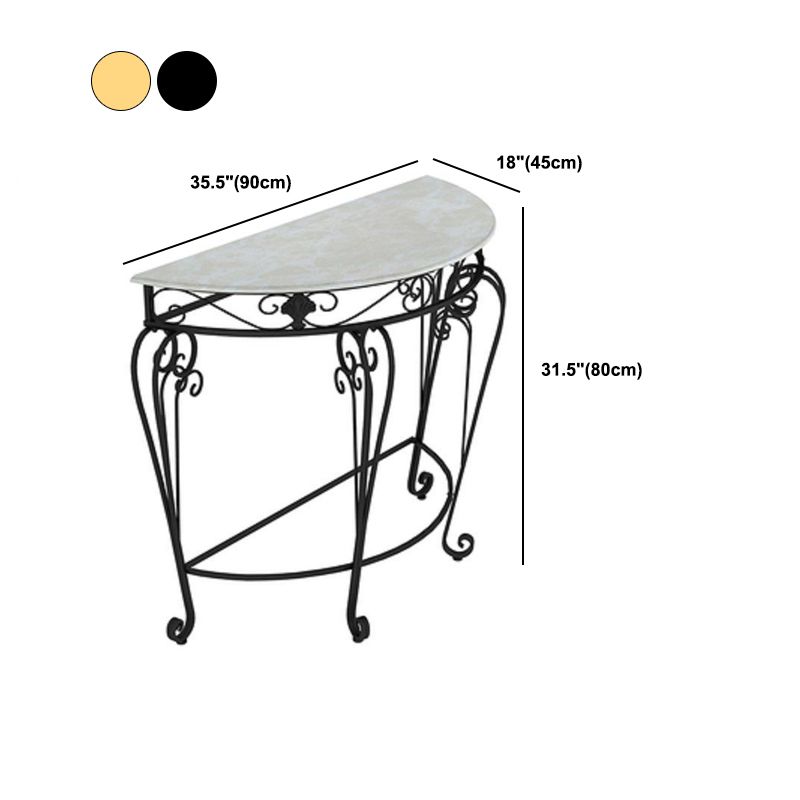 4 Legs Hall Faux Wood Tabletop Half Moon Scratch Resistant and Stain Resistant Console