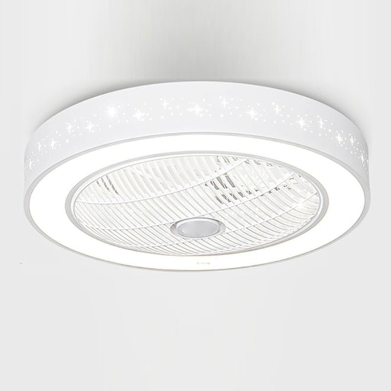 Weiße trommelförmige Lüfterlampe Nordic LED Metal Semi Flush Leuchte für Schlafzimmer
