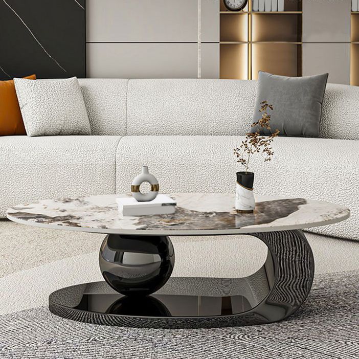 Abstract Stone Coffee Table with Storage Luxurious 1 Single Cocktail Table