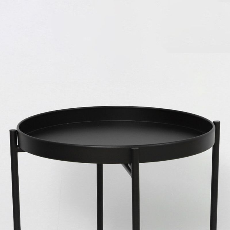 4 Legs Corner Table Round Tray Top Side End Table for Living Room