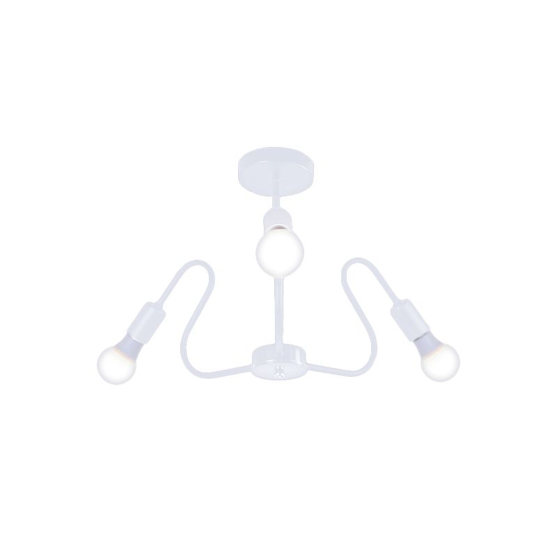 Bombilla expuesta de metal, iluminación de montaje semiempotrado, luz de techo Industrial Retro de 3/5/6 cabezales para comedor en negro/blanco