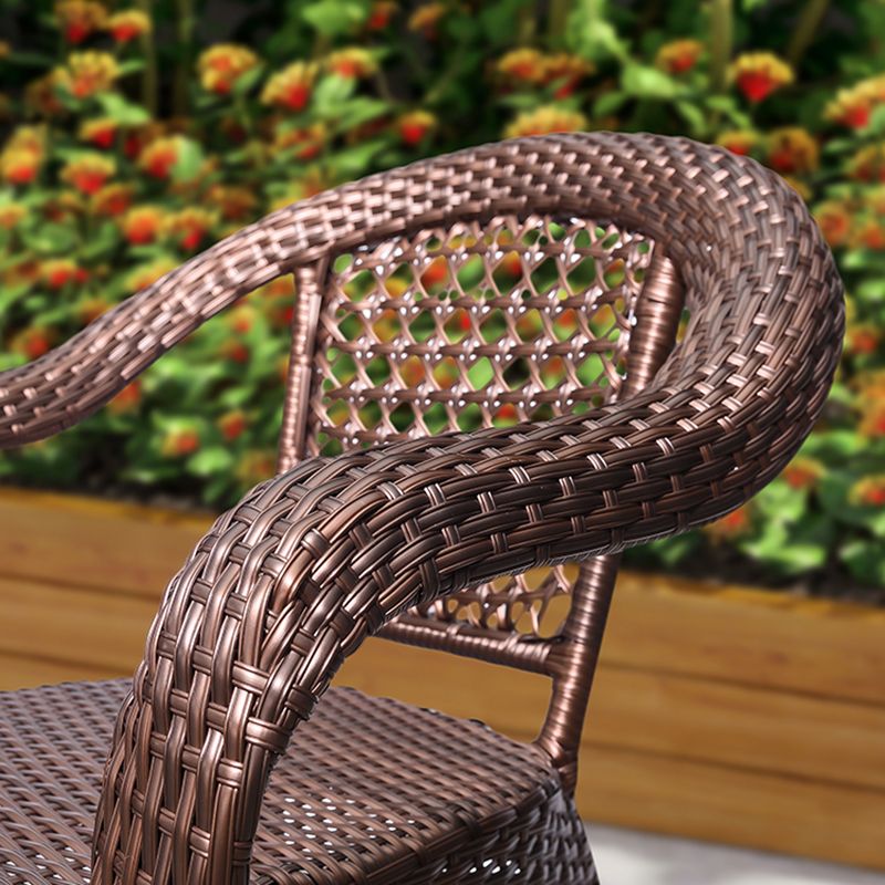 Tropical Brown Patio Arm Chair with Arm Rattan Dining Armchair
