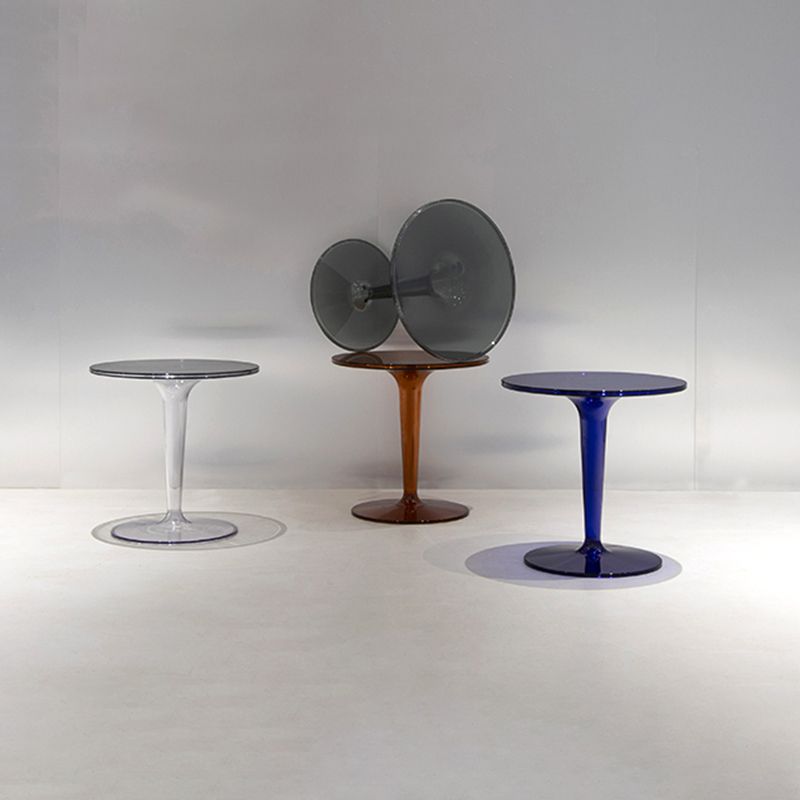 Plastic Round Side End Table 19.09" Wide Pedestal Sofa Side Accent Table