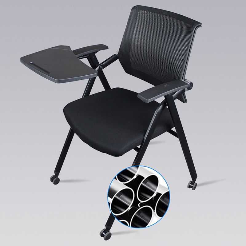 Black Metal Frame Modern Task Chair with Arms Conference Chair with Mid Back