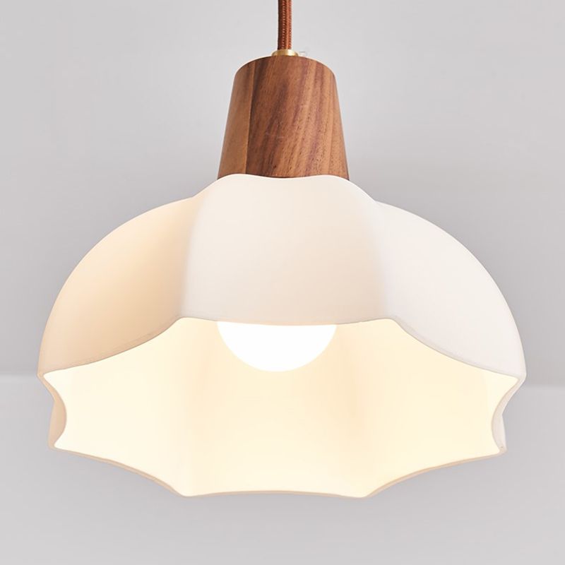 Plafond pendentif dôme Light de style contemporain en bois blanc d'éclairage pendentif blanc