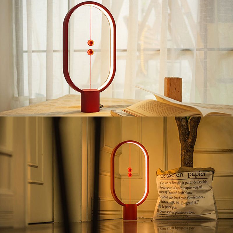 Circle LED Table Light Modern Minimalist Style Table Lamp with Plastic Shade for Living Room