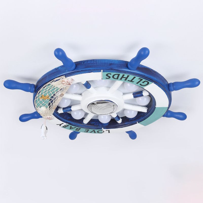 Plafonnier LED bleu en métal pour enfants, luminaire de plafond pour chambre d'enfant