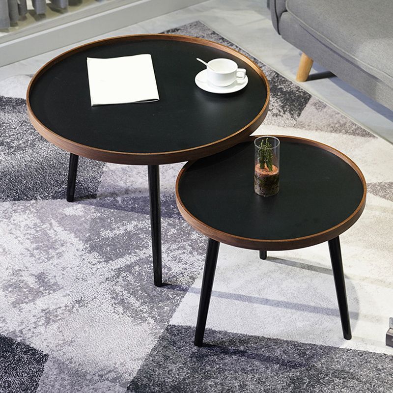 Nordic Round Wood Coffee Table 3 Legs Tray Top Cocktail Table