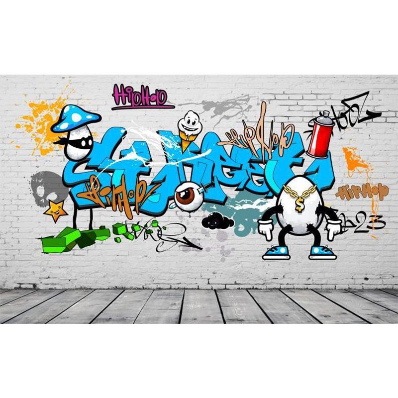 Novel Graffiti Wall Mural Modern Decorative Living Room Wall Art, Custom Size Available