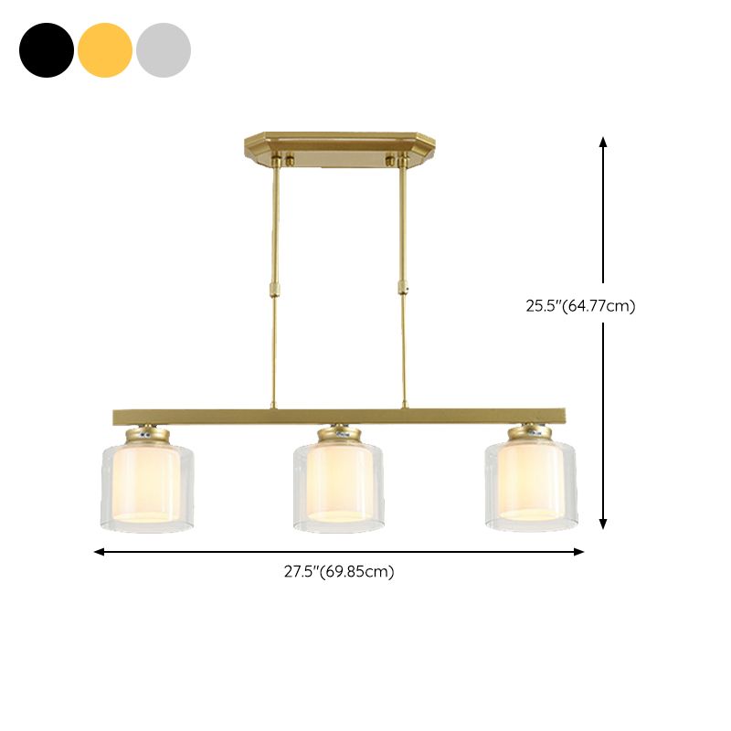 Glass Cylinder Island Pendant Lighting Modern Multiple-Light Island Light Fixtures
