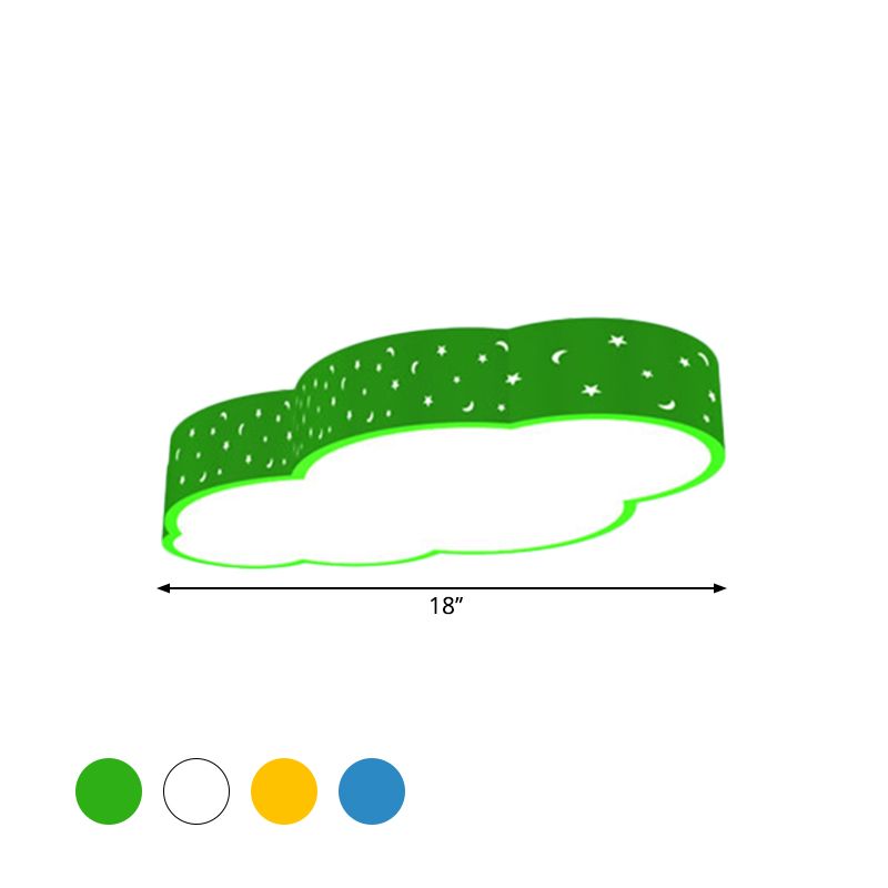 18"/20.5" W Kindergarten LED Flushmount Kid White/Yellow/Blue Ceiling Light with Cloud Acrylic Shade