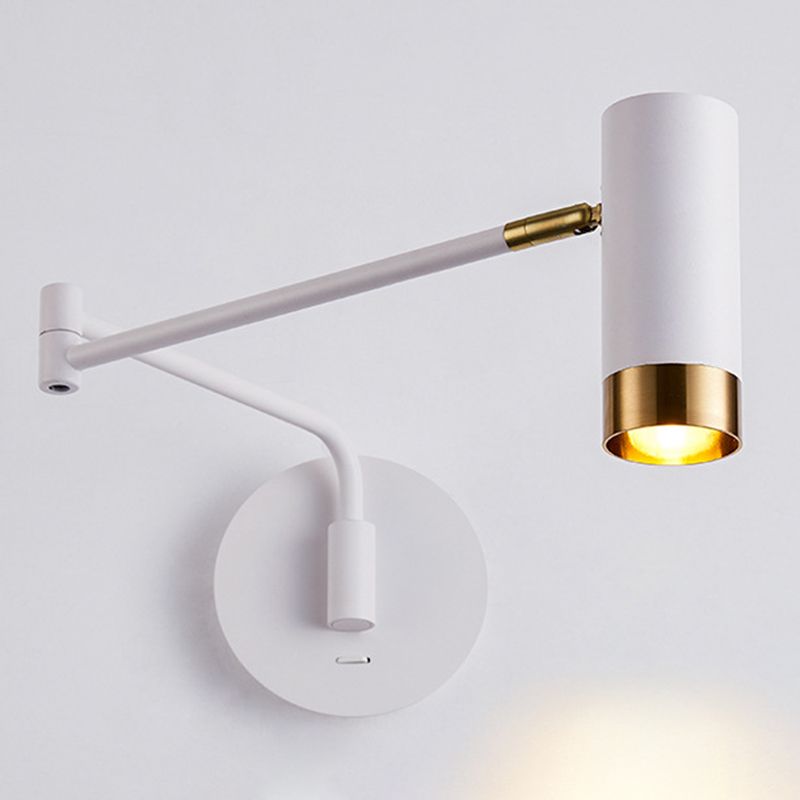 Black/White Single Modern Wall Mounted Sconce Metal Wall Light for Bedroom