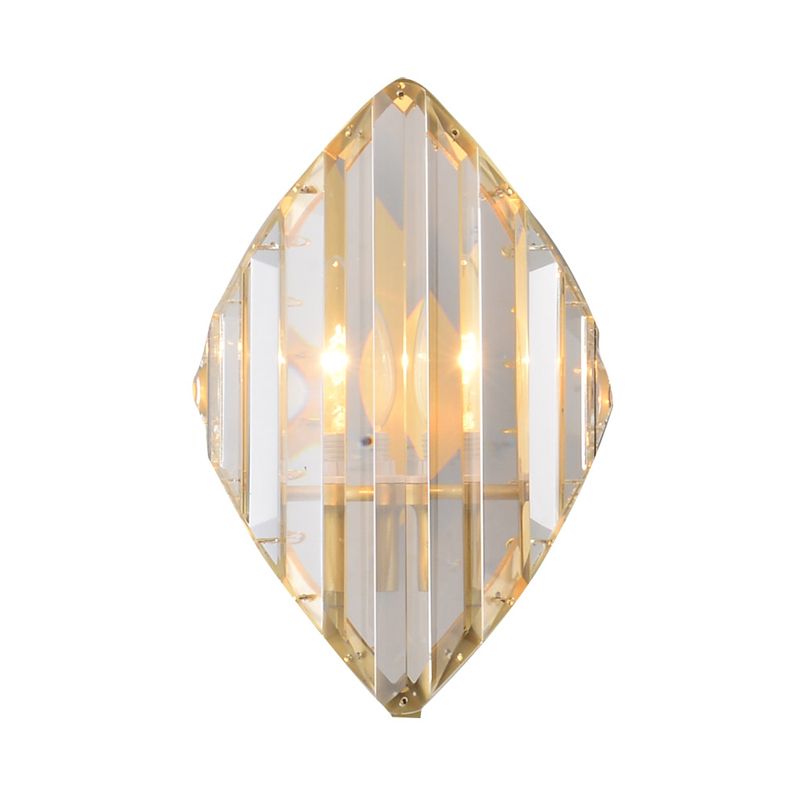 Crystal Rhombus Wall Mount Lamp Post-Modern 1/2-Bulb Wall Lighting Fixture in Gold