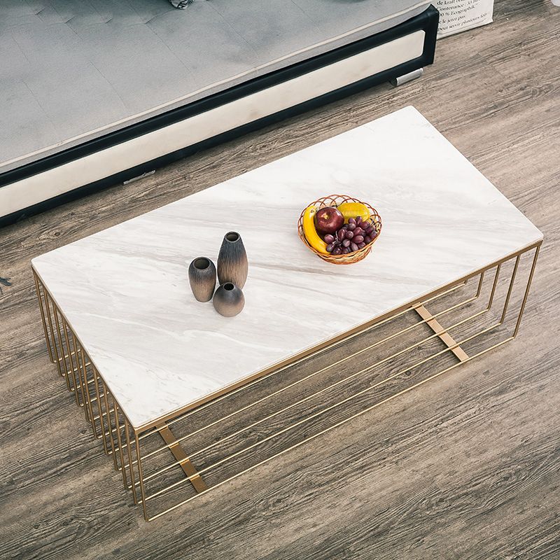 Frame Base Coffee Table Rectangular Gold Metal Cocktail Table
