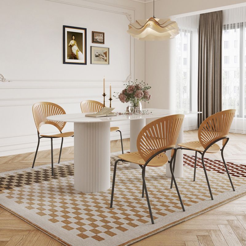Minimalist White Dining Table Set 1/4/5/7 Pieces Home Table and Chairs