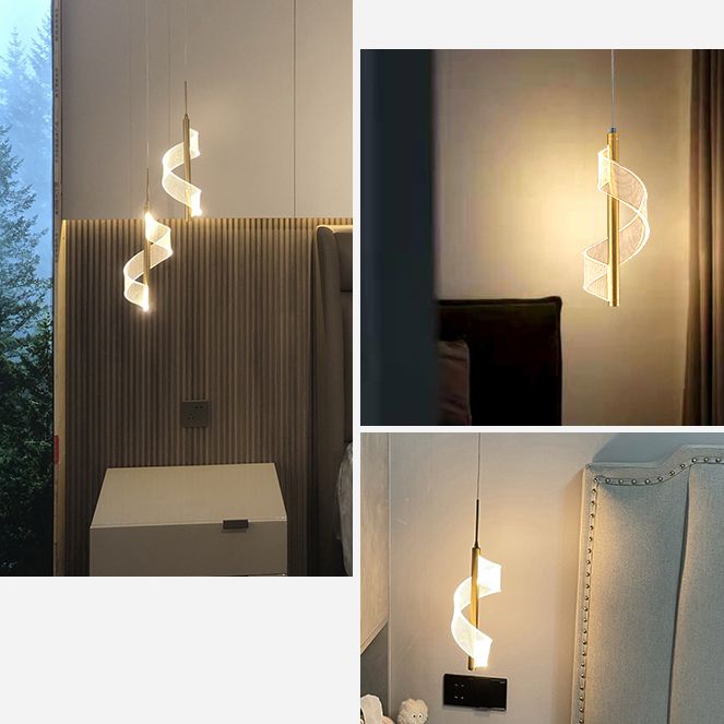 Contemporary Linear Hanging Light Kit Metal 1-Light Ceiling Light for Bedroom